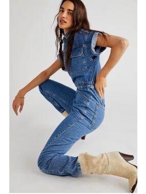 WE THE FREE  Blue Marci denim womens jumpsuit small